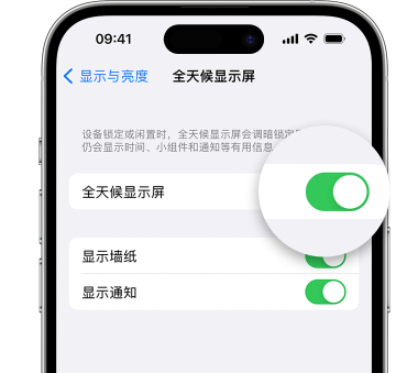 汕尾苹果15预约维修分享iPhone15如何设置全天候显示屏幕可见 